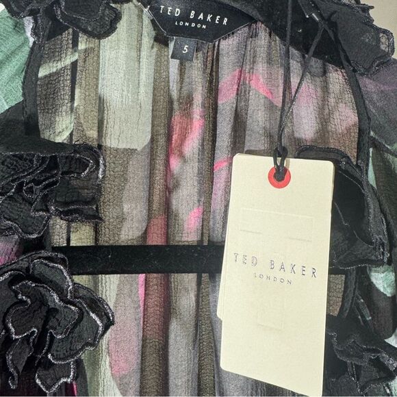 Ted Baker Women's Gionna Black Floral Maxi Dress Size 5 EU like a 12  NWT - Picture 8 of 10
